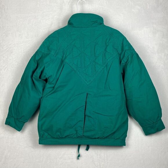 Vintage Gallery Retro Puffer Jacket Womens Extra Small Green Duck Down Feather - Picture 2 of 9